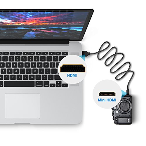 Mini HDMI auf HDMI, Rankie 3m Hochgeschwindigkeits Mini-HDMI zu HDMI Kabel (Schwarz) – R1110B - 6
