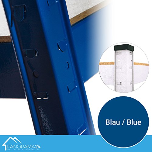 Panorama24 Lagerregal Blau belastbar bis 875kg – Maße: 180 x 90 x 40 cm, Regal Kellerregal Steckregal Werkstattregal Schwerlastregal - 4