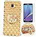 Produktbild Samsung Galaxy Note5 (2015) Hülle Silikon, ISENPENK ultra-slim thin soft TPU Silikon Transparent Diamantgitter Crystal case Schutzhülle, 3d Glitzer Strass Durchsichtig Weichem Silikon Handy Hülle,Glänzend Stoßdämpfend Transparent Crystal Blume Case Tasche Etui Bumper mit Hartem Drehbar Diamant Ring Ständer Standfunktion Wasserdicht Fallschutz für Samsung Galaxy Note5 (2015) 5.7 Zoll-[katze golden ] + Panzerglas Folie/ Displayfoile/ display schutzfolie