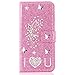 Produktbild Miagon für Samsung Galaxy A70 Glitzer Brieftasche Hülle,3D Diamant PU Leder Case Kartenslots Ständer Strass Wallet Flip Cover,Engel Rosa