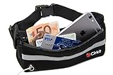 Cirkit Neoprene Adjustable Waterproof Running Belt Bum Bag Money Belt Fanny Pack Waist Bag in Black for Phones, Keys, Passports, Money. For Running, Cycling, Travelling & Festivals - One Size Fits All