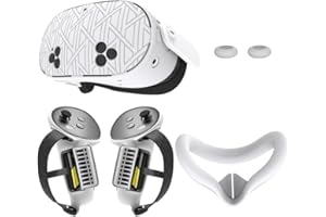ROKEBLAU Set di cover in silicone aggiornato per Meta Quest 3S, accessori Quest 3S VR morbidi e protettivi, inclusi controller, cover, cover guscio(bianco)