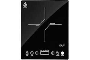 KPUY Induction hob 2000W, Induction Cooker with Portable Black Glass Plate, 19 Power Levels/21 Temperature Levels, Touch Sensor, 10 Hour Timer, Safety Lock