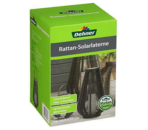 Dehner Solarlaterne Rattan, 25 cm, mit LED-Flacker Kerze - 3