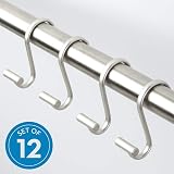 12 Anneaux En C Chromés Pour Rideau De Douche - Compatible Barre Jusqu'à 29mm - Finition Brillante