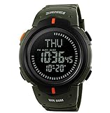 oumosi Outdoor Sport Armbanduhren Kompass LED-Uhr für Männer Band armee-grün