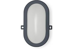 Velamp TARTARUGA Plafoniera LED impermeabile (IP44) – 450 lumen luce bianca naturale 4000K. Ideale per montaggio all’esterno – Colore antracite