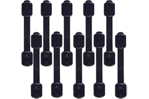 KWKW Confezione da 10 cinghie di sicurezza per bambini, serrature per armadietti, cassetti, WC, frigoriferi, colore nero