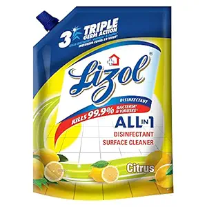 Lizol Disinfectant Surface & Floor Cleaner Liquid Refill Pack, Citrus - 1800ml | Kills 99.9% Germs | India's #1 Floor Cleaner