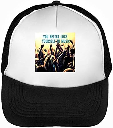 CapWorld You Better Lose Yourself in Music Club Life Fashioned Photo Artwork Men's Baseball Trucker Cap Hat Snapback Black White