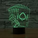 FZAI optische Täuschung 3D-Lampe Poker und Sieben, Farbe wechselnden Nachtlicht - 4