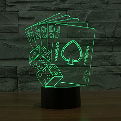 FZAI optische Täuschung 3D-Lampe Poker und Sieben, Farbe wechselnden Nachtlicht - 4