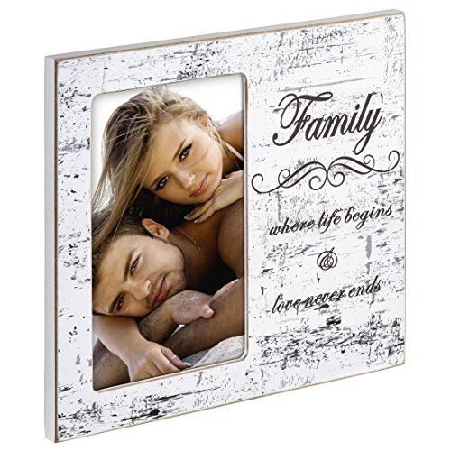 Hama Portrait Bilderrahmen „Juneau“ für Foto-Größe 10 x 15 cm (Fotorahmen aus Holz mit „Family“ Schriftzug - 2