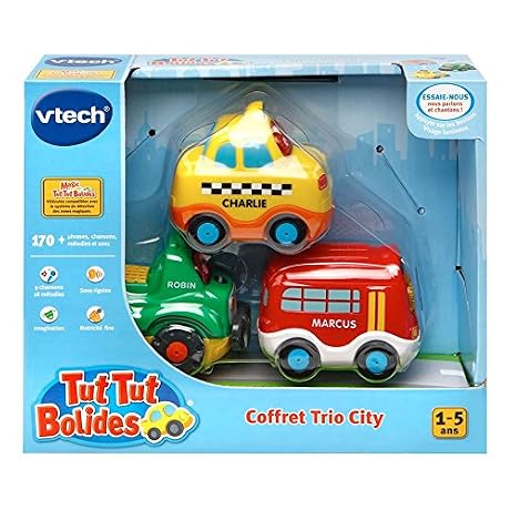VTech 207325 Jouet Musical Tut Tut Bolides Coffret Trio City Taxi Jaune Bus Rouge 4 X
