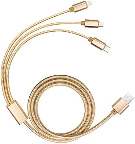 USB Type C Cable, USB (4ft) Charging Cable with Micro USB, USB Type C, Lightning Cable Compatible for iPhone7/ 5/5s/5c 6/6s Plus, Nexus 6P, Android Phones(Gold)