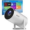 Salange HY300 Portable Projector Android 11 Mini Smart Projector, 220 ANSI, 4K/1080P, Wi-Fi 5G BT 5.0, 180 Degree Rotation, Auto Horizontal Keystone Correction, 250" Image (US Plug) White