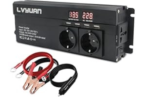 Spannungswandler 12V 230V 1100W Wechselrichter mit 3 Steckdose und 4 USB LED Spannungsanzeige schwarz /2600W Stoßkraft