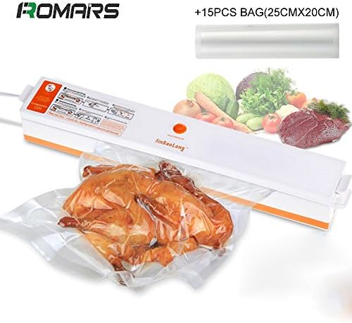 Vacuum Sealer Machine ,Romars Portable Compact Vacuum Sealing System for Vacuum and Seal /Seal Home Vacuum Packing Machine For Sous Side Food Preservation 30cm vacuum sealer including 15pcs Bags
