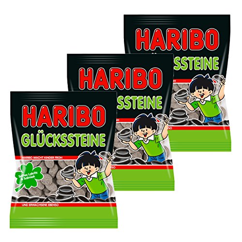 Haribo Glückssteine, 3er Pack, Lakritz, Süßigkeit, Nascherei, Im Beutel, Tüte, 200 g