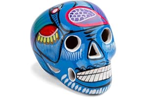 FANMEX - Fantastik - Calavera Mexicana Decorativa de cerámica Mediana (Azul Claro)