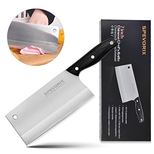 SPEVORIX Rostfrei Edelstahl Chinesisches Kochmesser Chefmesser für Haus & Restaurant Küche mit Profigehäuse - 5