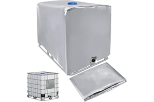 QINERSAW Funda para Depósito de Agua IBC de 1000 litros con Cremallera, Funda Protectora para Depósito de Agua, Tela Oxford 420d, a Prueba de Polvo, Anti-UV, 120x100x116 Cm, Plateado