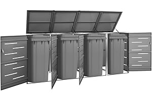 Emmtore Mülltonnenbox für 4 Tonne Abschließbar Rostfrei Müllbox Mülltonne Mülltonnenverkleidung Müllcontainer Gartenbox 69x77,5x115cm,Anthrazit,4 Tonnen