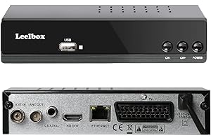 LEELBOX Receiver DVB-T2 Digital Receiver Terrestrischer Decoder FullHD/1080p/H.265/Dolby/MPEG-2/4 Unterstützt SCART Multimedia PVR USB WiFi mit Fernbedienung und Kabel