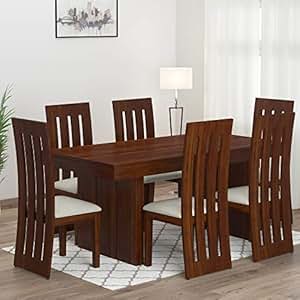 Mamta Decoration Sheesham Wood Dining Table Set For Living Room With 6 Chair Teak Finish