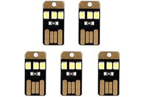 Winbang Lampada da Notte, 5 Pcs Lampade USB Mini LED Lampada Metallo Luce Alimentata USB Bianco Freddo per Power Bank Computer Laptop (Nero)