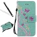 Produktbild Ledertasche für Galaxy J5 2017,Brieftasche für Samsung Galaxy J5 2017,Leeook Retro Elegant Magnetverschluss Strap Prägung Bunt Schmetterling Blume Muster Entwurf Flip Cover Wallet Brieftasche Handytasche im Bookstyle mit Standfunktion Karten Slot und Flip Case Hülle Lederhülle für Samsung Galaxy J5 2017 + 1 x Schwarze Eingabestift