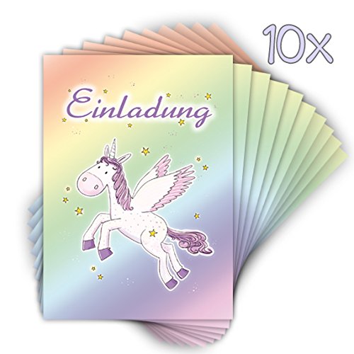 10 Einladungen zum Kindergeburtstag „EINHORN“ / Einhorn-Karten für Mädchen - 4