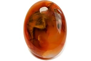 EUSICE - Carnelian Natural Palm Stone - Joy & Dynamism Healing Stone - 100% Handcrafted & Handmade - Ethical Gemstone Carnelian for Lithotherapy Wellness Meditation Yoga. All Levels