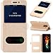 Produktbild Galaxy A6 Plus Ledertasche, Purple Angel PU Leder Hülle Case mit Sichtfenster Folio Flip Stand Cover Magnet Handytasche Etui mit Bumerp Schutz Handycase für Samsung Galaxy A6 Plus 2018 A605FN, Gold
