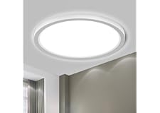 LQWELL® Deckenleuchte LED Deckenlampe, IP44 Wasserfest Badlampe Rund Flach 18W 6000K 1600LM Modern Schlicht Lampe Dünn für Wohnzimmer Badezimmer Schlafzimmer Küche Balkon Keller Büro, 220 * 24mm