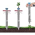 MONSTECH Seed Planter Transplanting Tool Machine for Farmer, Stainless Steel Bulb Planter Tool?Vegetable Transplanter Planter Plant Garden Greenhouse with Pedal(Double Handle)