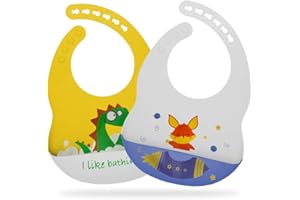 kina - Bavoirs en Silicone pour Bébés avec Poche | Imperméable, Doux, Réglable | Idéal pour le Sevrage | Sans BPA