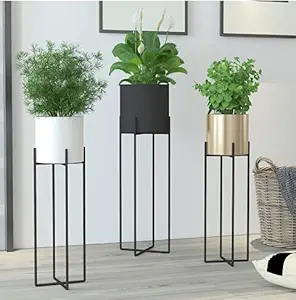 Zain Decor Home Decorative Tall Metal Plant Stand Planter for Living Room Bedroom, Set of 3-27 Inch