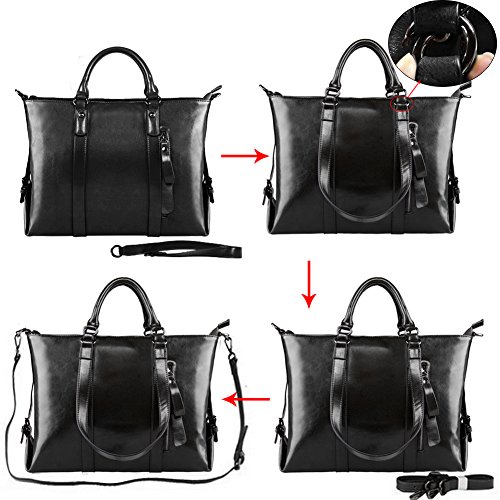 S-ZONE Frauen 3-Weg-Tragen Echtes Leder Tasche Handtasche Schultertasche