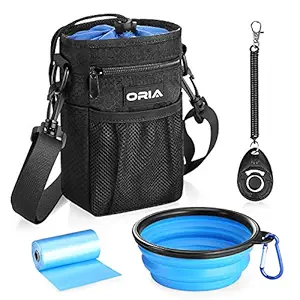 ORIA Dog Treat Bag, Dog Training Pouch, Pet Training Waist Bag with Adjustable Strap & Collapsible Dog Bowl & Storage for Treats, Balls, Toys and Training Accessories