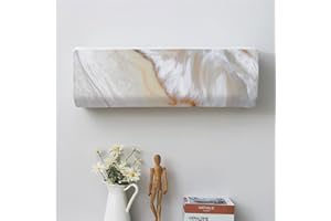 Hiseng Cubierta de Aire Acondicionado Montada en la Pared, Cubiertas Antipolvo Funda para Aire Acondicionado Interior, Todo Incluido Protector de Polvo Lavable (103 * 24 * 32(Big 3P),mármol Gris)