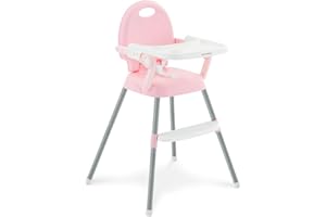KIKKA BOO KikkaBoo Spoony, Seggiolone pappa 3in1 per bambini, Evolutivo e pieghevole, Fino a 36 mesi, Rialzato o da tavolo, Vassoio rimovibile, Rosa