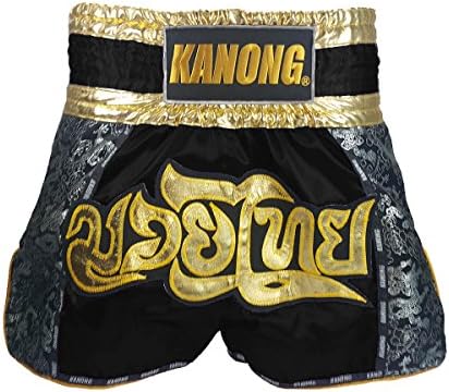 Kanong Muay Thai Kick Boxing Shorts : KNS-116-Black Size L