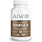 AIWO Omega-3 Fish Oil Capsules - Double Strength | 330mg EPA & 220mg DHA Essential Fatty Acids | Enteric Coated Capsules Suitable for Men & Women - 30 Softgels 3 Pack