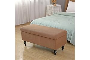 Highdi Stretch Ottoman Cover Rectangle, Soft Elastic Ottoman Slipcover Folding Ottoman Storage Bench Covers Washable Footstool Protector Covers for Living Room (45-75cm,Camel)