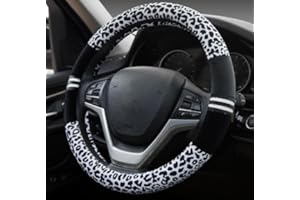 MAYCO BELL Soft Leopard Car Warm Steering Wheel Cover Plush For Women In Winter White