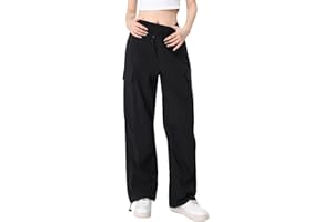 Atxnn Pantalones Cargo Mujer Multibolsillos Pantalón Trabajo Y2K Cintura Alta Elástica Pantalon Chandal Suelto Moda Casual Punk