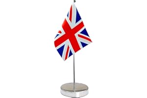 QSUM Bandera de Mesa del Reino Unido 9 "x 6" - Británica - Bandera de Escritorio de Inglaterra, Ideal para Decoración de Fiestas, Conferenciasy Oficina 23 x 15 cm