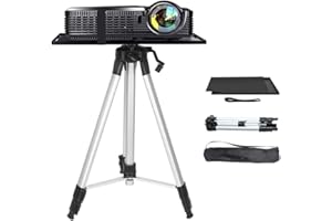 unho Trépied Projecteur en Aluminium, Pied Support Vidéoprojecteur Hauteur Réglable 53-138cm Table pour Videoprojecteur avec Plateau et Sac de Transport Idéal pour Studio Scène Réunion - Argenté