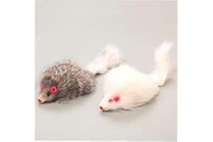 Hotaden 1pc 18cm Chat Jouets pour Animaux Vrai Chat à Poil Long Souris Souris Plumes de Queue Lapin Chien Chat Jouet Couleur aléatoire